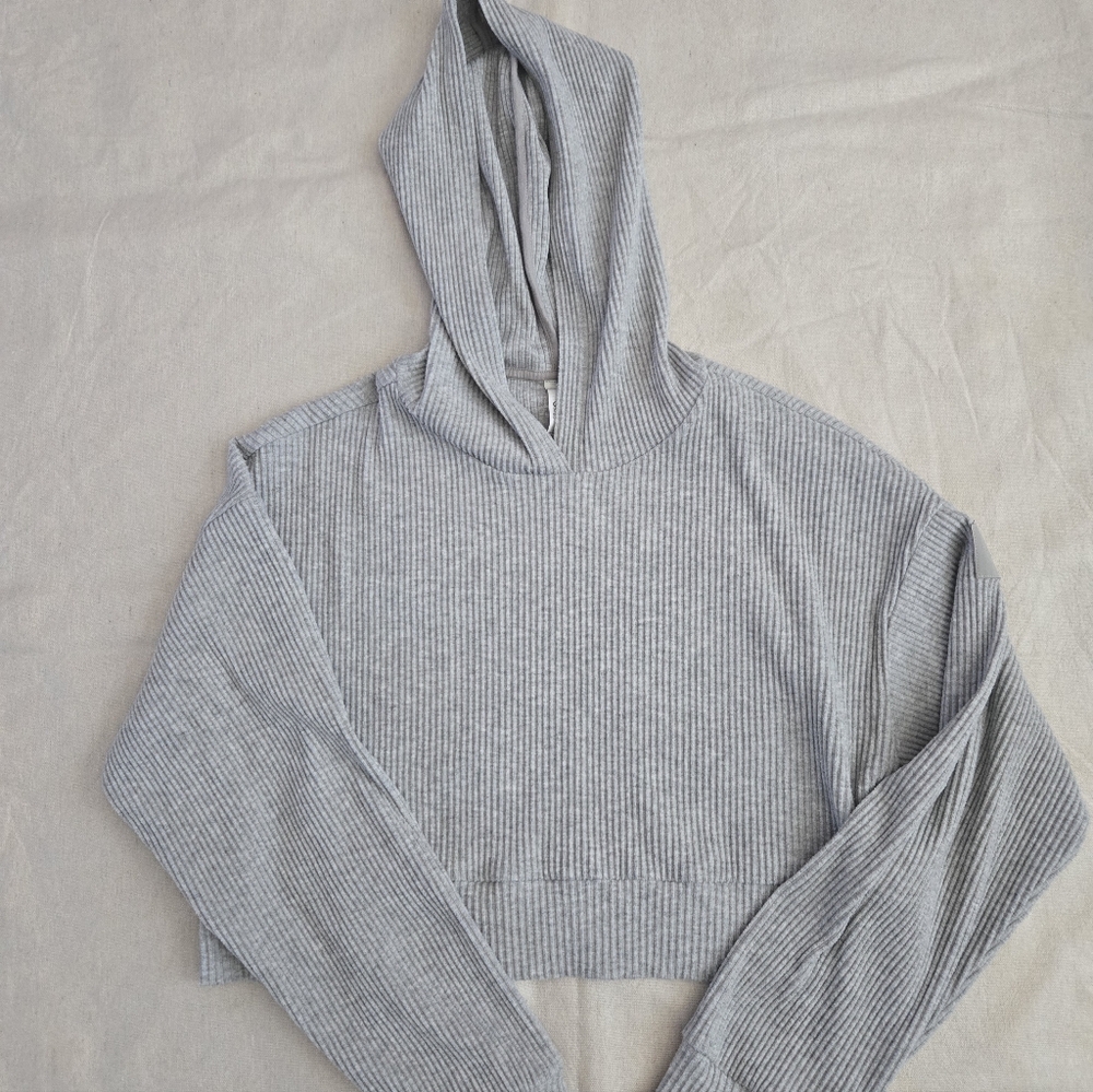 Alo Ribbed Cropped Hoodie - Picture 6 of 6